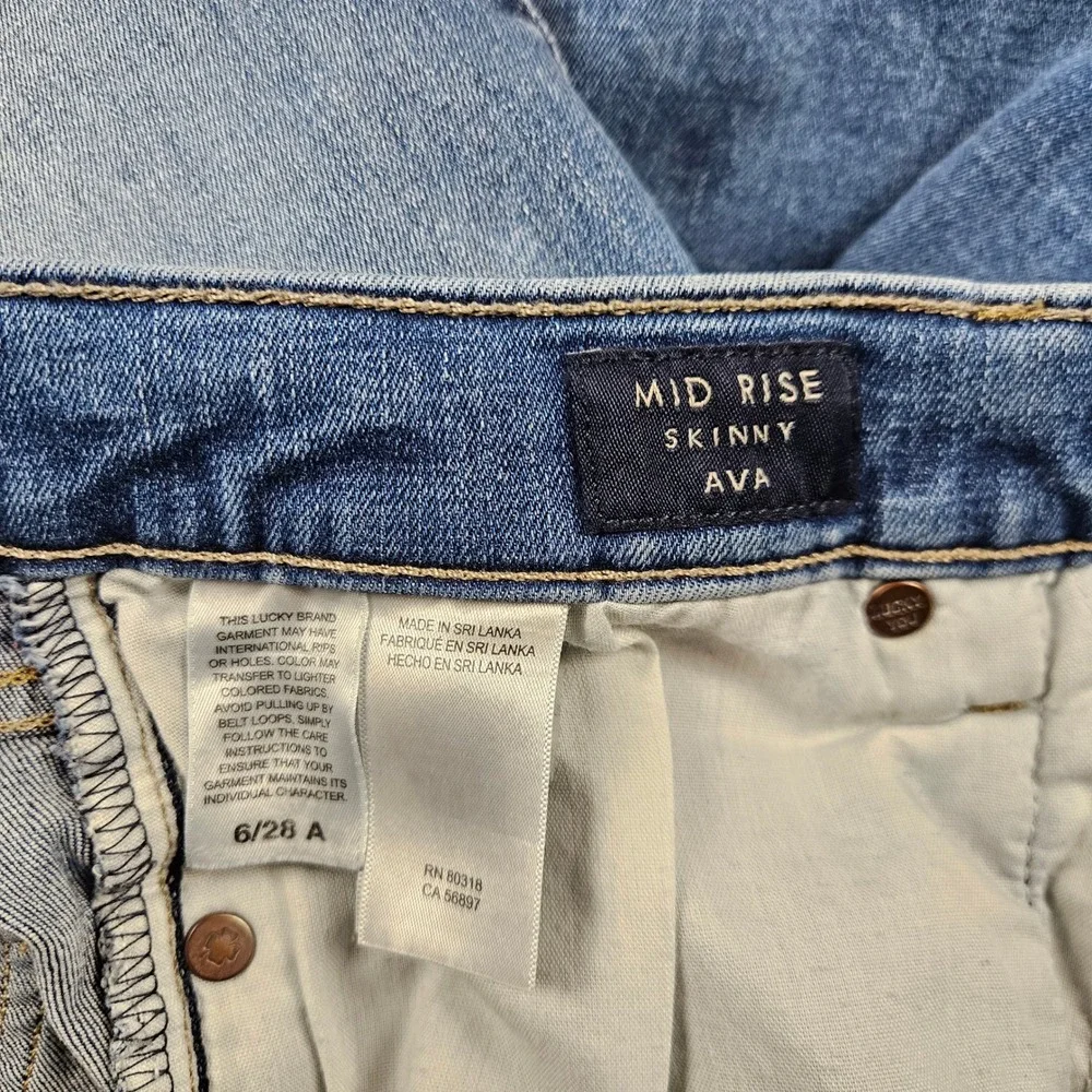 Lucky Brand Ava Mid Rise Skinny Jeans Womens 6 28 Ankle Medium Wash 21B37WP10653